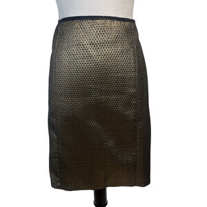 M.S.S.P. Skirt sz 12 Gold Diamonds Straight Knee Pleats Career Cocktail Wedding